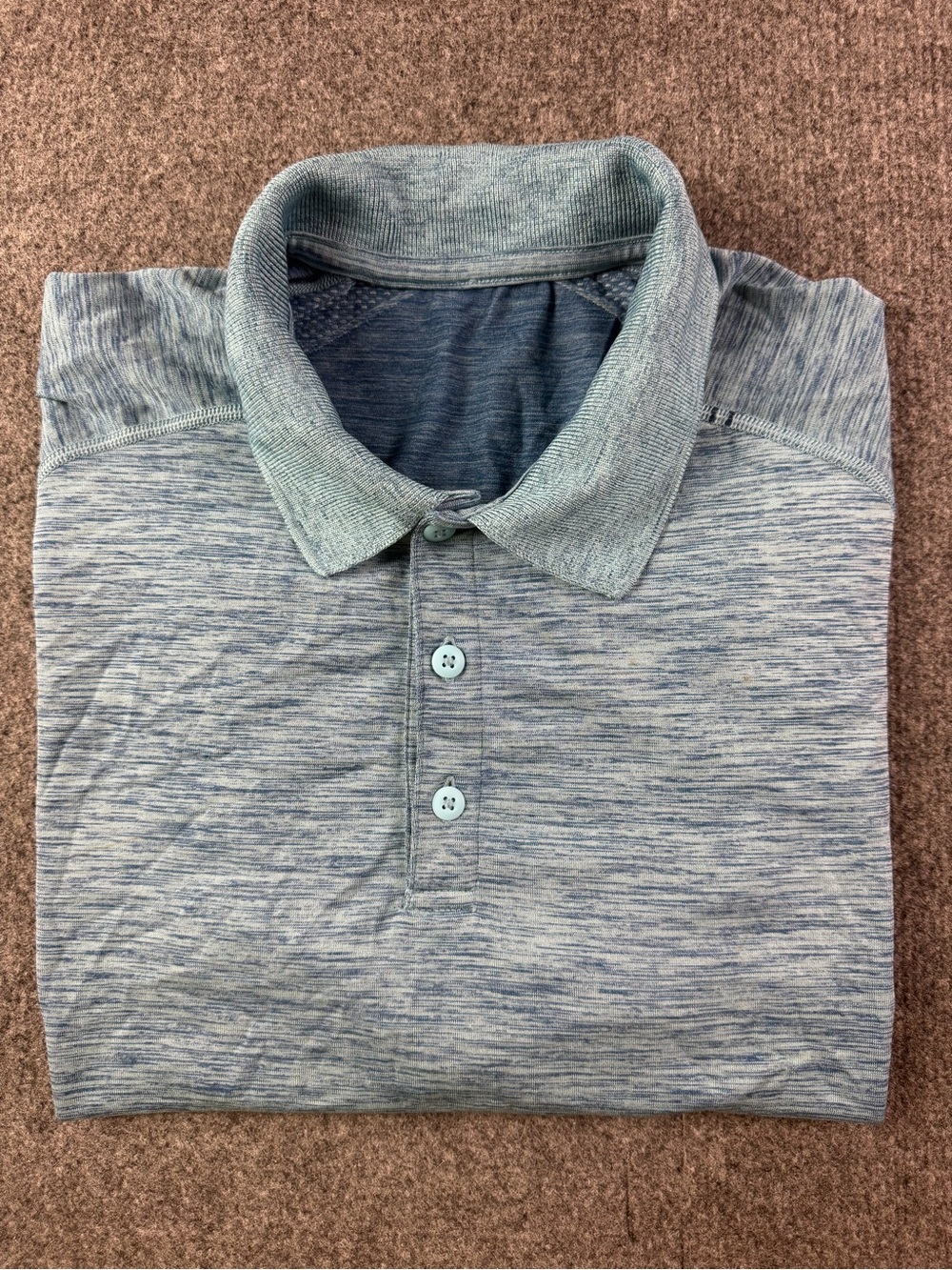 Lululemon Metal Vent Tech Mens Short Sleeve Polo Shirt Size L Blue